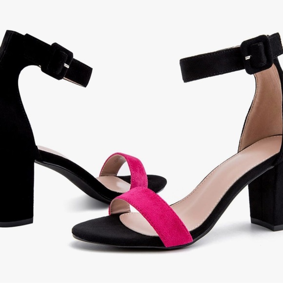 Elegant Black and Pink Women's block Heels NWOT size 7.5 - Picture 4 of 9